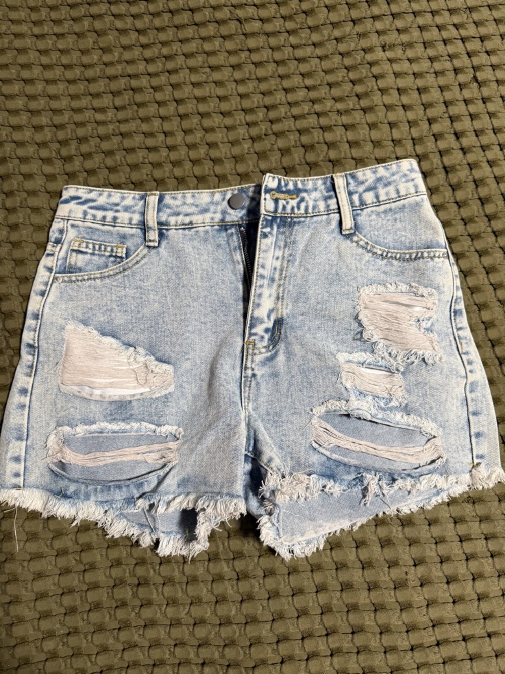 SHEIN Light Blue Ripped Denim Shorts
